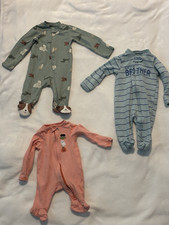 Carter 3-Piece Long Sleeve Footed Zip Coverall Set 0-3M Striped Animal