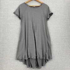 Ninexis Dress Womens Medium Gray Ragland Short Sleeve Ruffled Asymmetrical Hem