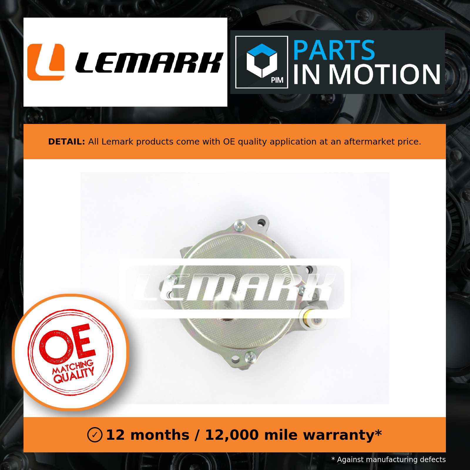 Vacuum Pump fits ALFA ROMEO 156 932 2.4D 02 to 06 Lemark 46818358 55205445 New