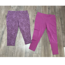 Terra  Sky Pink Purple Floral Capri Leggings Women 1X Plus High Rise