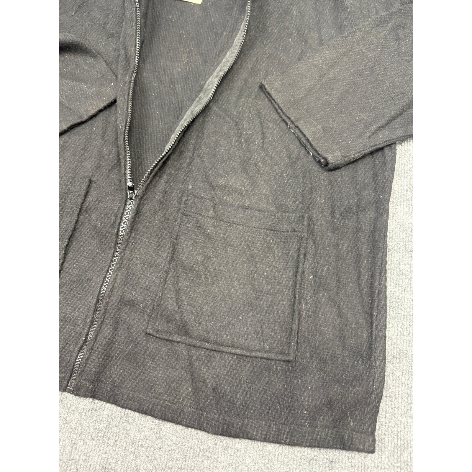 SAHIB OF 1940 Black Wool Blend Zip Up Jacket Mens Size XL Long Sleeve