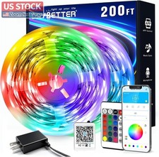 US Stock DAYBETTER 200ft LED Strip Lights 2 Rolls Smart App RGB Remote