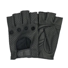 Driving Leather Fingerless Gloves Biker Cycling Wheelchair Gym Padded Gloves New