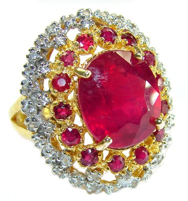 Unglaubliche Qualität echt Rubin 18K Gold über 0,925 Sterling Silber Handarbeit