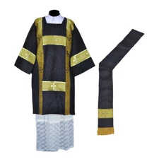 BLACK & GOLD Deacon Dalmatic Vestment & Deacon's stole, American Dalmatic, NEW