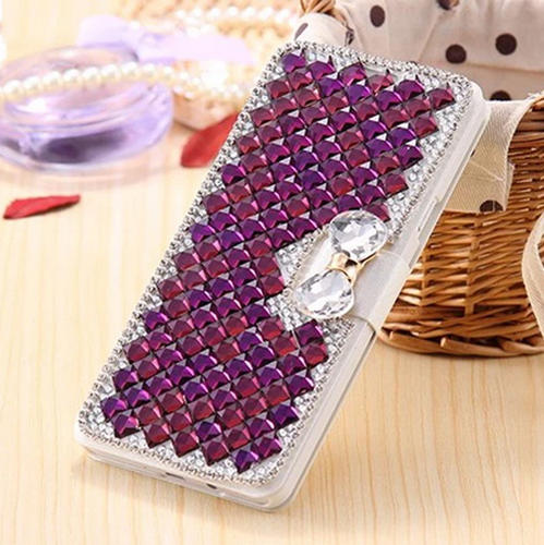 For Cell Phone Women Luxury Glitter PU Leather Bling Rhinestone Flip Wallet Case - Picture 7 of 9