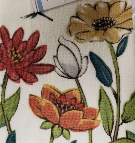 1 (one) Printed Kitchen Terry Towel with defect (15"x25") COLORFUL FLOWERS, AM - Picture 4 of 16