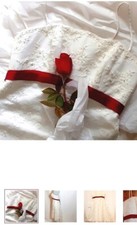 Wedding Dress Tea-Length Strapless Custom Made Bead Lace Softwhite Train LkNu