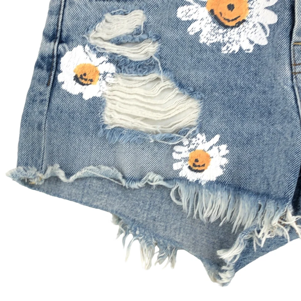 Pantalones Cortos 7 For All Mankind 7FAM Mujer Talla 23 Corte Margaritas Denim Envejecido Foto 4 de 4