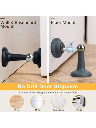 Magnetic Door Stop Holder Catch Stops Hook Wedge Stainless Steel Door Stopper UK - Picture 4 of 8