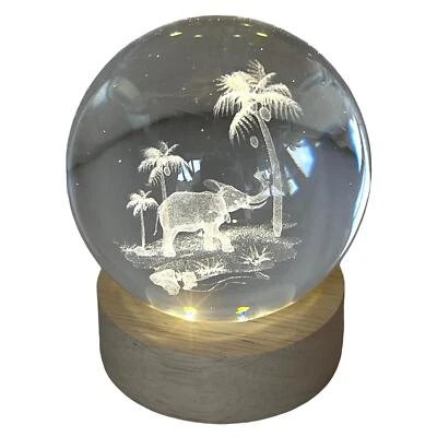 THORNESS USB 3D Crystal Ball Night Light with Elephant Design - Ludosphere LED Lamp