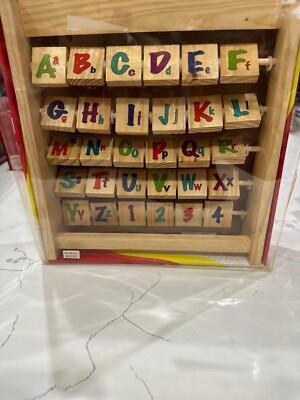 Real Wood Toy Flip'n Play Wood Blocks Alphabet Numbers Animals Very Bright Color