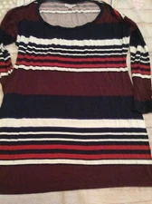 A Pea In The Pod Maternity Shirt Top 3/4 Sleeves Striped Multi Color Size Medium