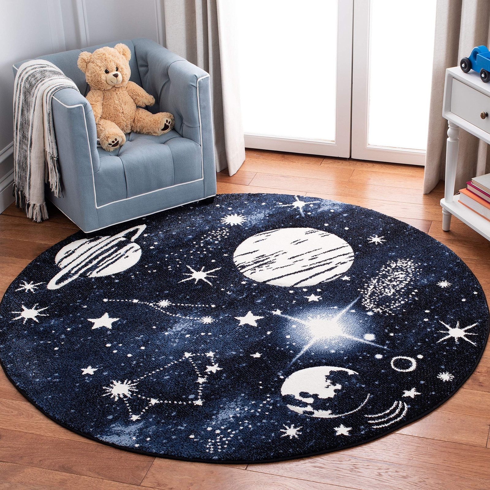 Carousel Collection 3' Round Dark Blue/Light Blue CRK122M Outer Space Non-She...