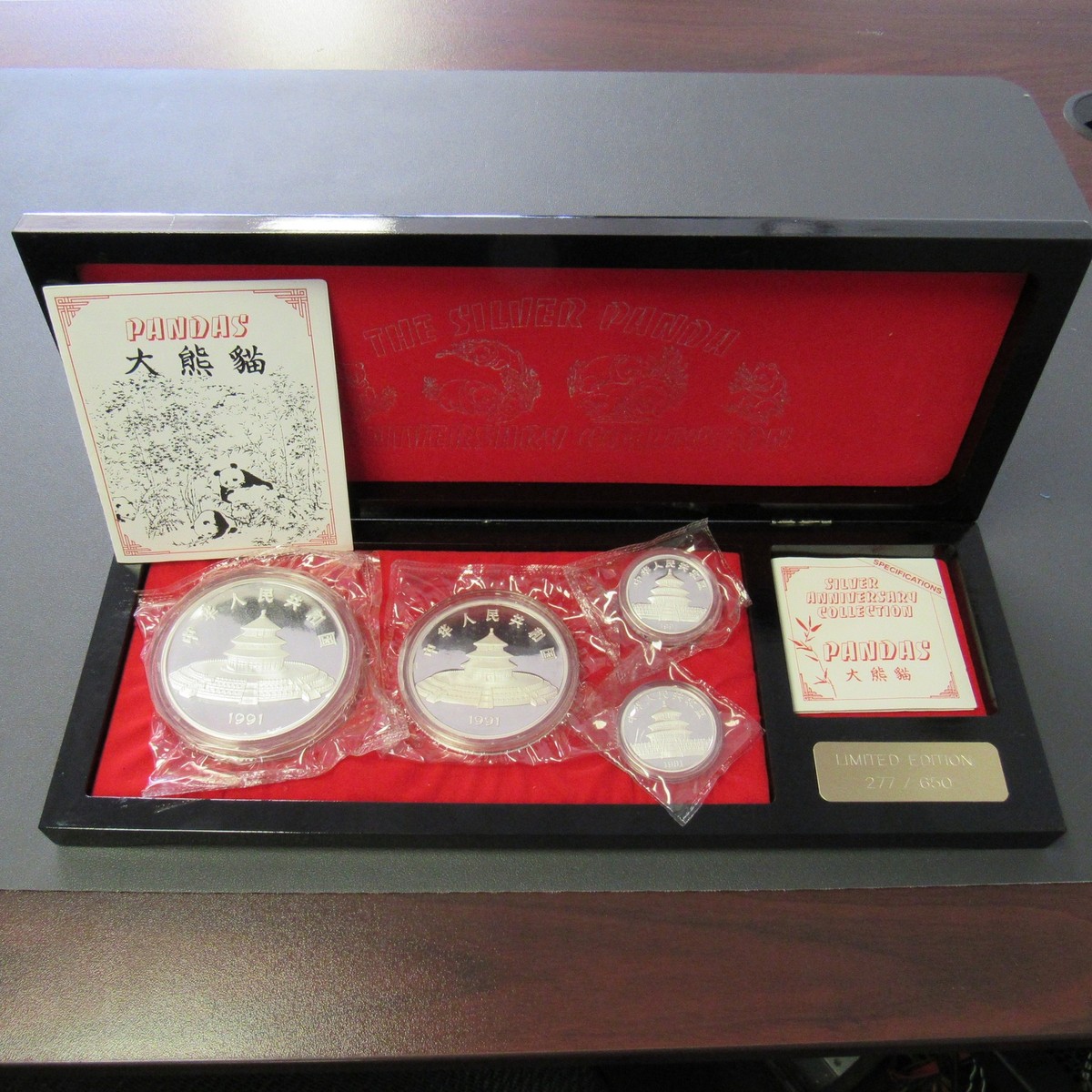 1991 China 10th Anniversary Panda Collection 4 Coin Silver Proof