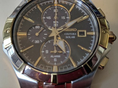 seiko silver dial 2 tone chrono coutura watch