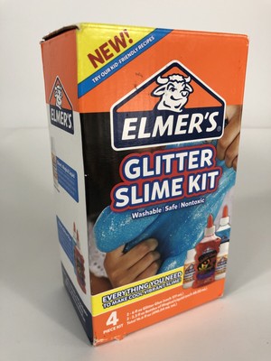 Elmer's Glitter Slime Kit Everything you Need Sparkle 4 Piece Kit Blue Red Kids | eBay