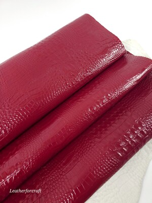 Rio Red Patent Croco Alligator Leather Embossed Texture Amazing Relief 2018 v2