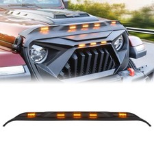 Front Hood Protector Stone Guard Wamber Lights For 18-22 Jeep Wrangler Jl Jt
