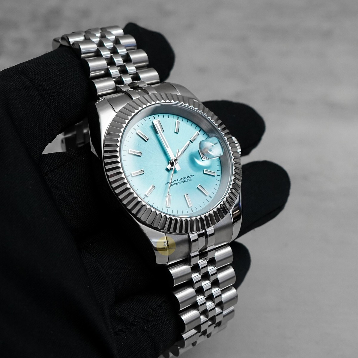 Custom Made 39mm Light Blue Dial DJ Dress Style Custom Mod