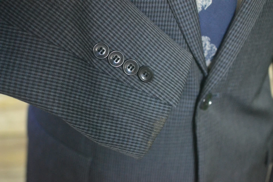 Chaqueta Blazer Abrigo Deportivo DKNY Para Hombres Gris Cuadros ATHLETIC FIT Mezcla Lana 42L Foto 4 de 4