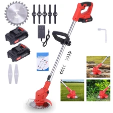 Electric Cordless Grass String Trimmer Lawn Edger Weed Wacker Cutter W/2 Battery