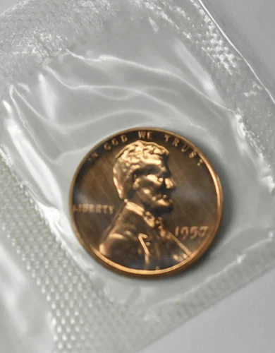 1957 Proof Lincoln Wheat Cent Penny from US Mint Proof Set