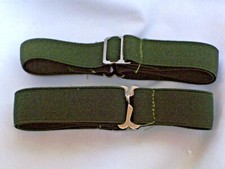 1 PAIO ELASTICI REGOLABILI VERDI PER STRINGERE PANTALONI VIGILANZA ESERCITO GPG 