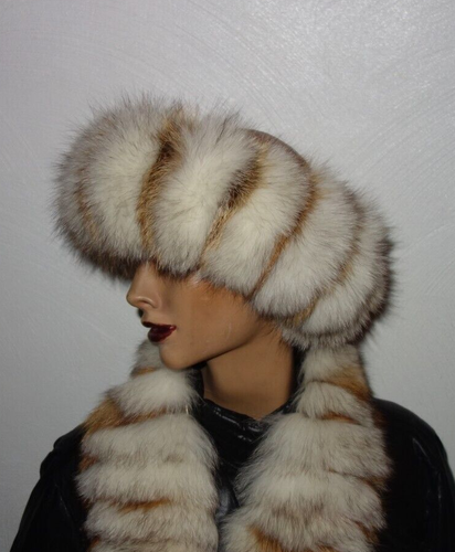 Pelliccia di volpe blu fascia per fronte volpe artica pelliccia fascia per capelli cappello di pelliccia cappello di pelliccia Fox Fur XL - Foto 3 di 5