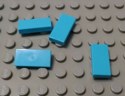 Lego 4 Medium Azure Blue 1x2 brick block NEW
