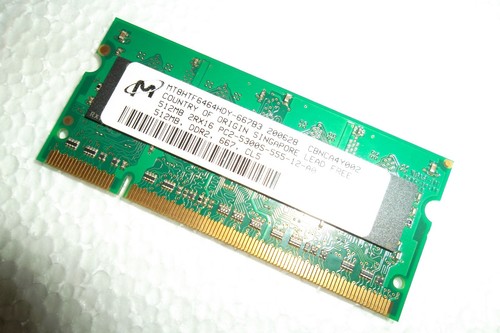 Micron Notebook Memory 1GB (2x 512MB) PC2-5300S 667MHz Non-ECC MT8HTF6464HDY - Picture 5 of 6