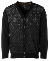 Kitaro Herren Strickjacke Jacke V-Ausschnitt Rauten Buenos Aires Black Xl Y2501