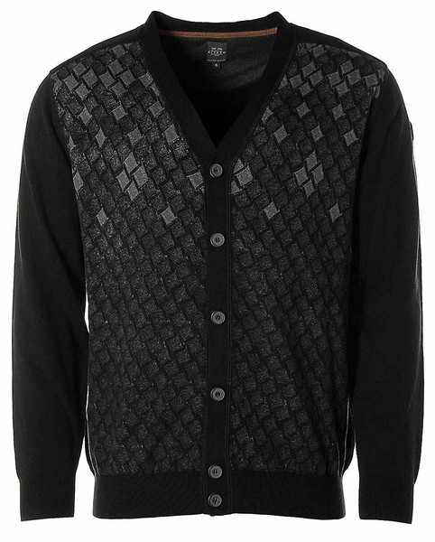 Kitaro Herren Strickjacke Jacke V-Ausschnitt Rauten Buenos Aires Black Xl Y2501-image