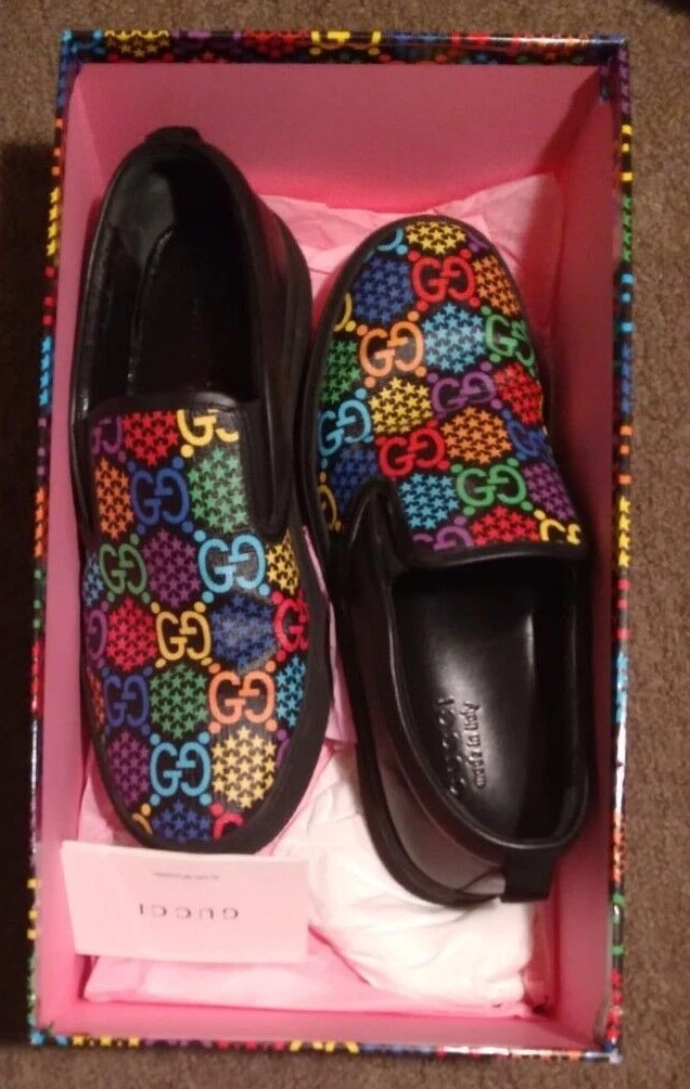 Baskets Gucci psychédéliques à enfiler édition limitée, taille 9,5