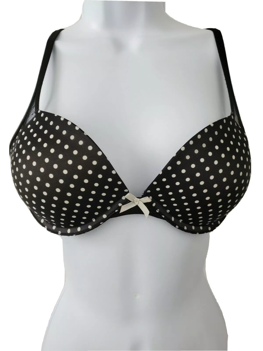 Victoria's Secret Size 32C Multi Way Push Up Black White Dot Lace