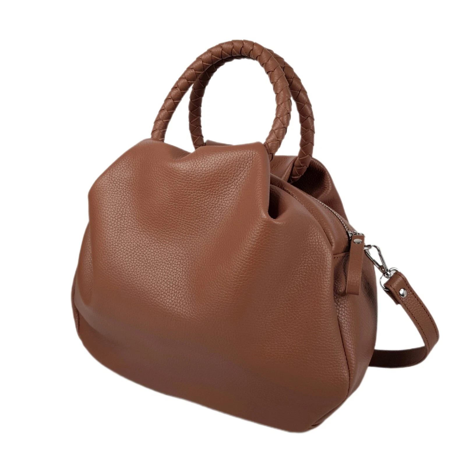 COACH Borsa a tracolla donna in vera pelle marrone ciottolato