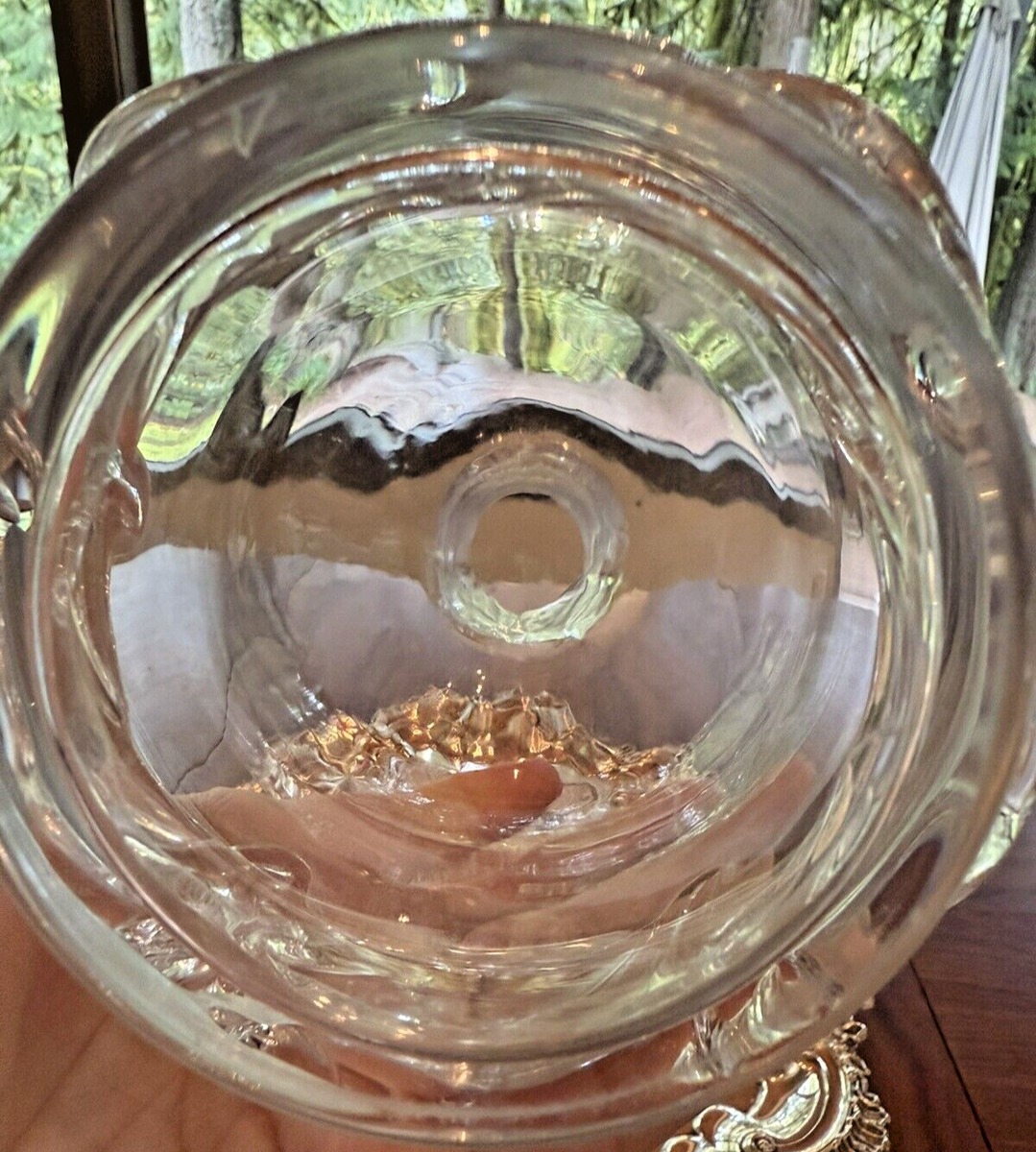 Vintage Daum France Crystal Signed Decanter w/ Flame Stopper, 11