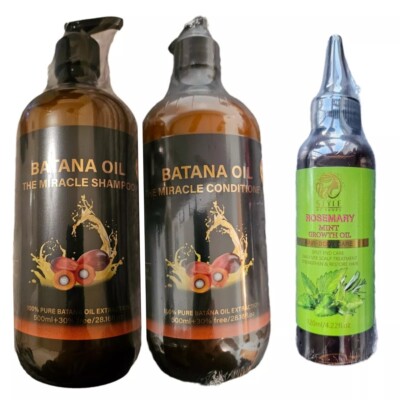 The Miracle Oil Batana Oil Shampoo, Conditioner & Rosmarin Minze Wachstum Haaröl