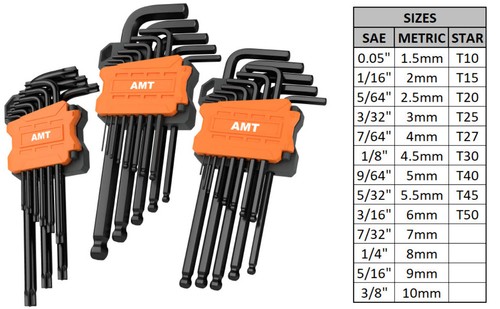 35pc L-Key Allen Wrench Set | Includes SAE, Metric and Torx Ball End Hex Key Set - Picture 2 of 7