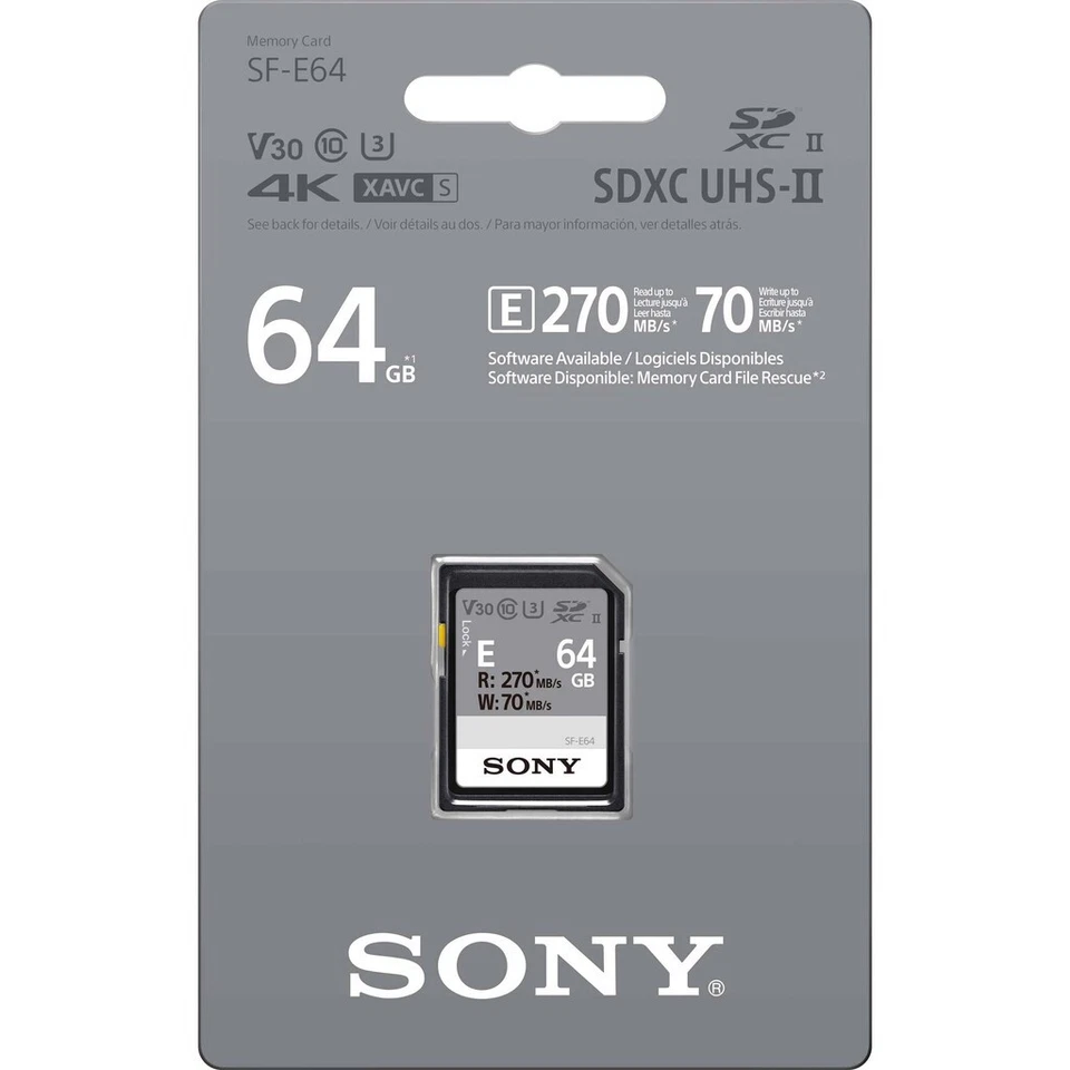 SONY And Series 64GB SD SDXC Card UHS-II Read 270MB/S W70MB/s V30 U3 SF-E64 -UK - Image 3 of 3