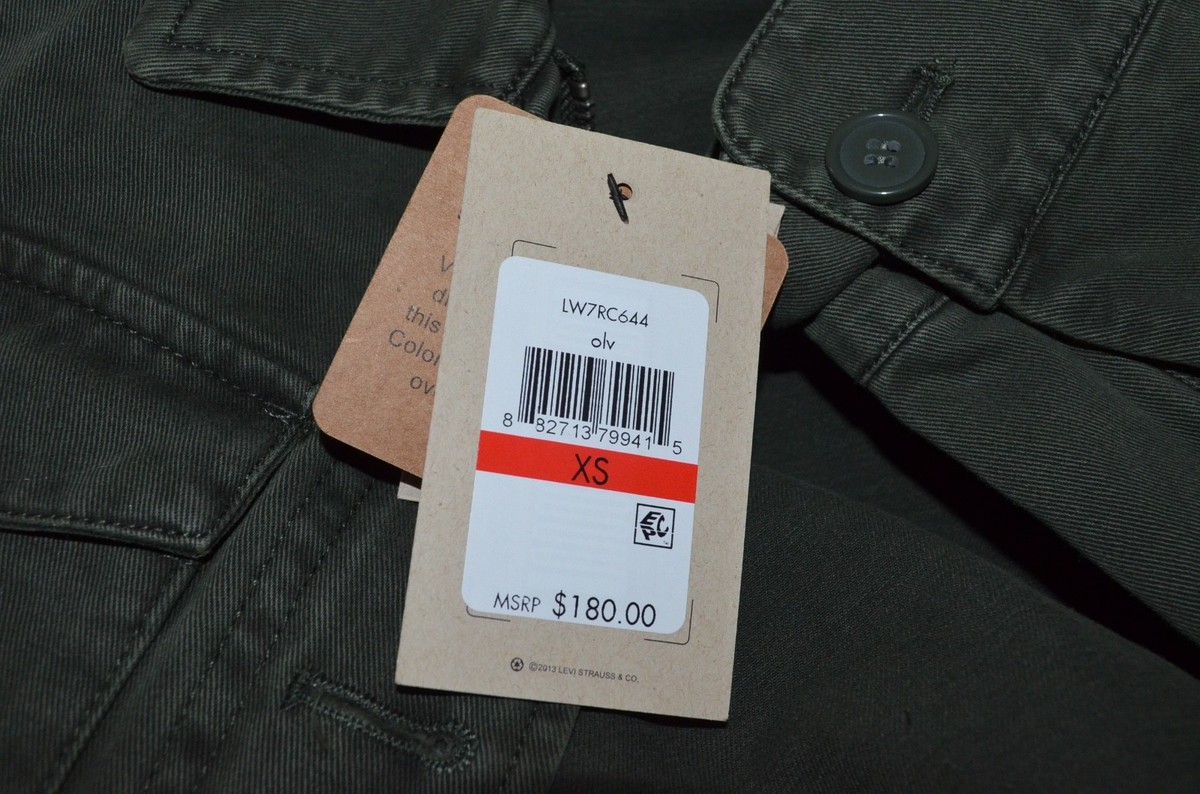 New Levi's Denim Jean Jacket With Custom Eagle Paint Pattern Size