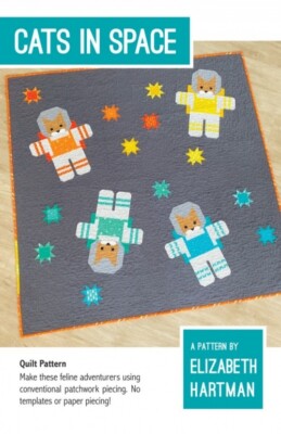 Elizabeth Hartman Quiltmuster Katzen im Weltraum Quilt