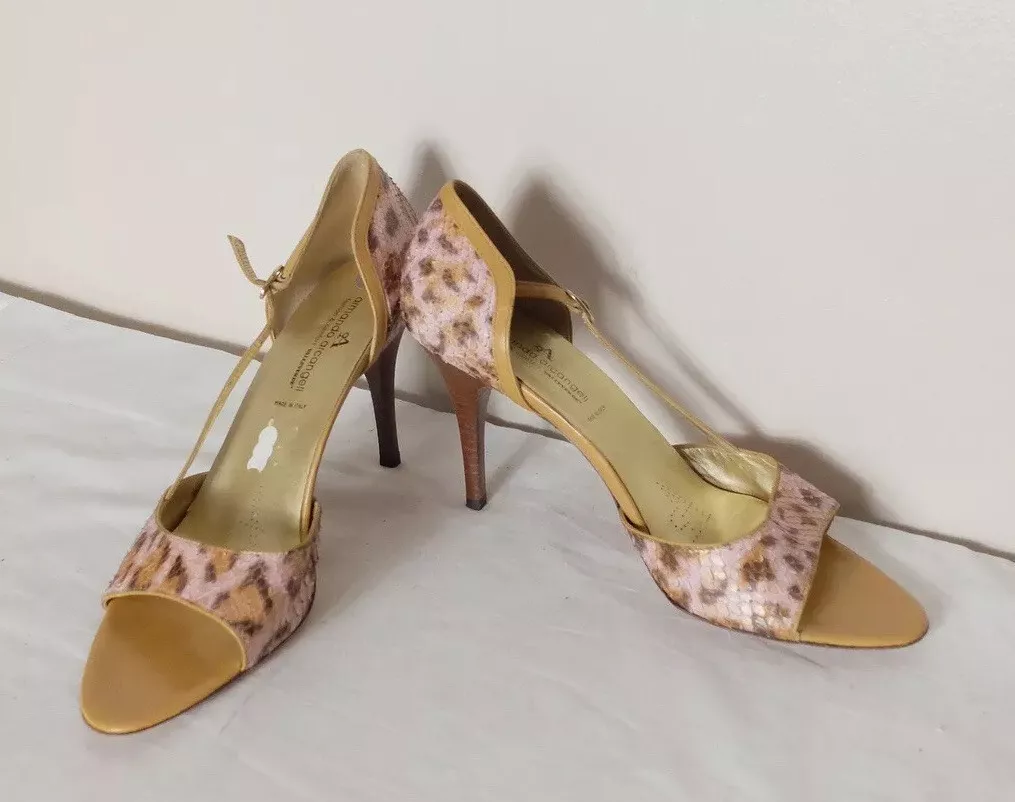 Armando Arcangeli Italian Pink Animal Print Faux Snakeskin Heels