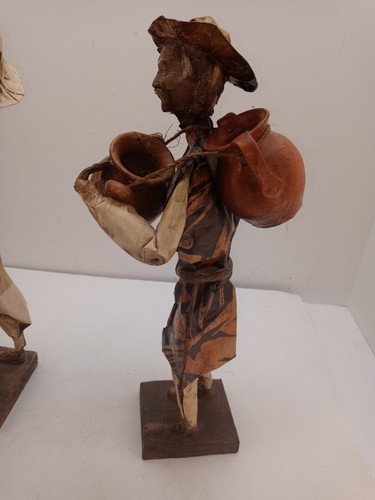 2 Vtg Handmade Mexican Corn Leaf Paper Mache Folk Art Elder Harvest Figures 12" - Picture 17 of 18