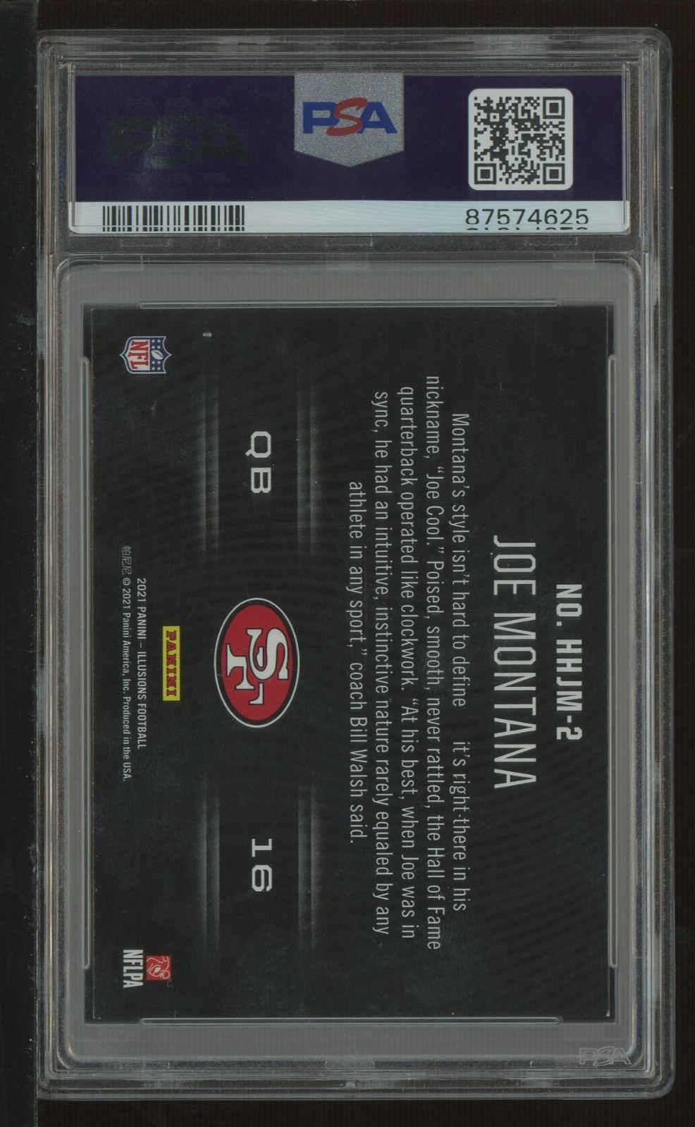 2021 Panini Illusions Holoheroes Joe Montana 49ers HOF PSA 9 MINT view 2