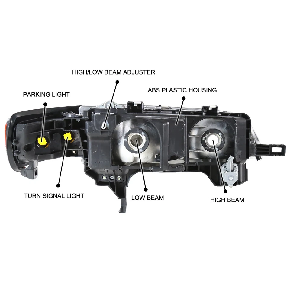 Fits 1994-1997 Honda Accord Black Headlights+Amber Corner Signal Lamp Pair 94-97 Foto 4 de 4