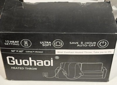 Guohaoi Heated Throw Blanket 50x60 Electric Blanket 10 Heat Auto Off Beige 