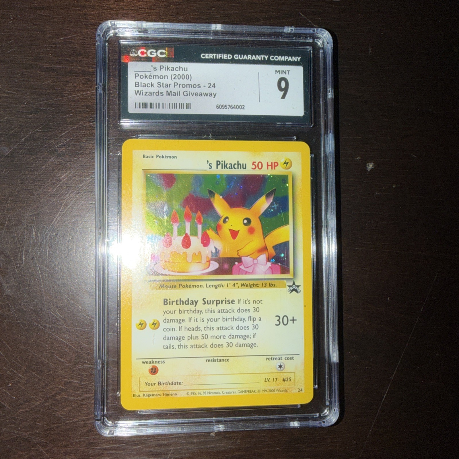 2000 Birthday ____'s Pikachu CGC 9 Black Star Promo Wizards Mail Giveaway