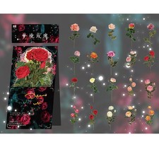 40 pieces of flower mushroom stickers transparent stickers deco stickers antique