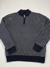 Long Wharf Supply Co Sweater Mens Large Blue 1/4 Zip Wool Knit Edgartown Seawell